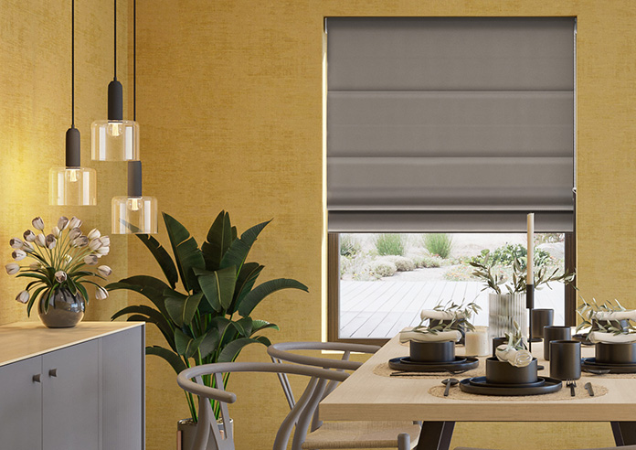 Akoya Faux Silk, Lustre Gunmetal Grey - Roman Blind - Image 3